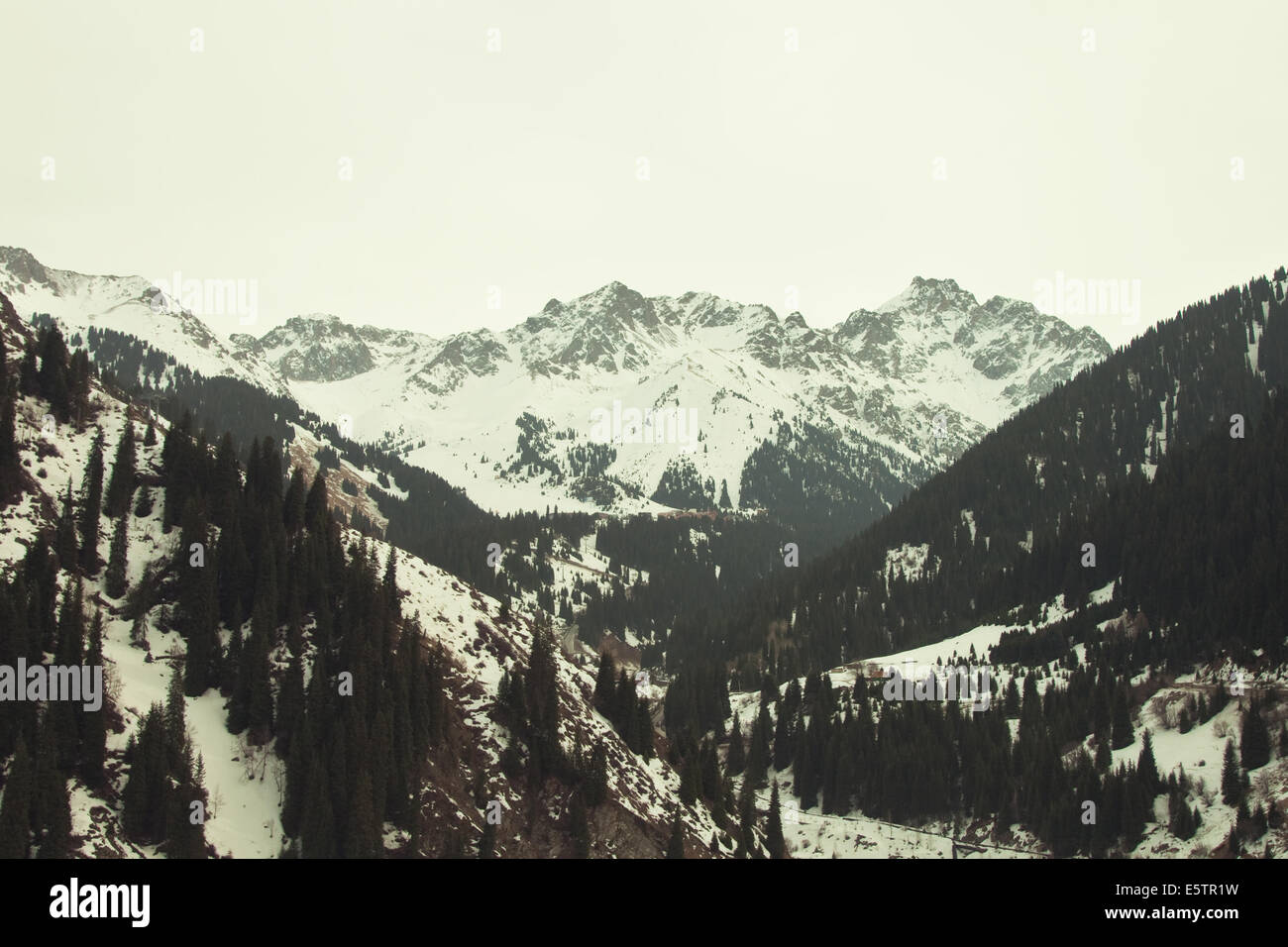 Winter landscape with mountains snow covered Stock Photo - Alamy