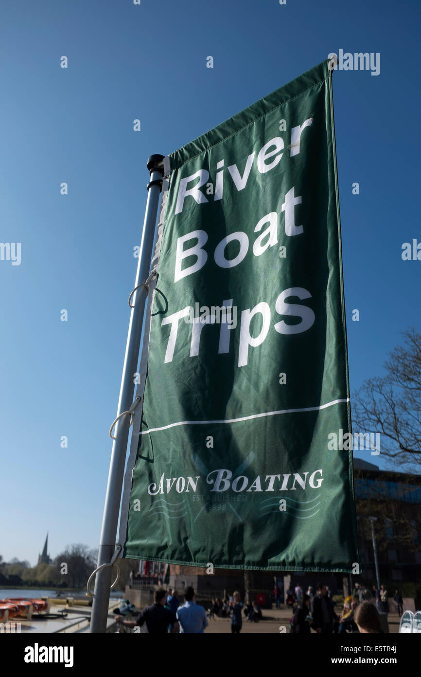 River Boat Trips Sign Flag Banner Stock Photo