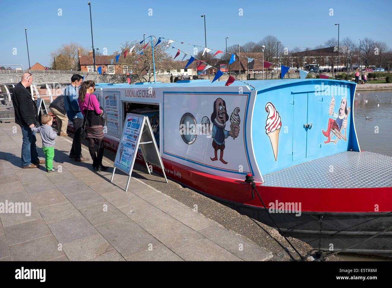 Ice Cream Seller Barge Canal Boat Stratford Upon Avon UK United Kingdom