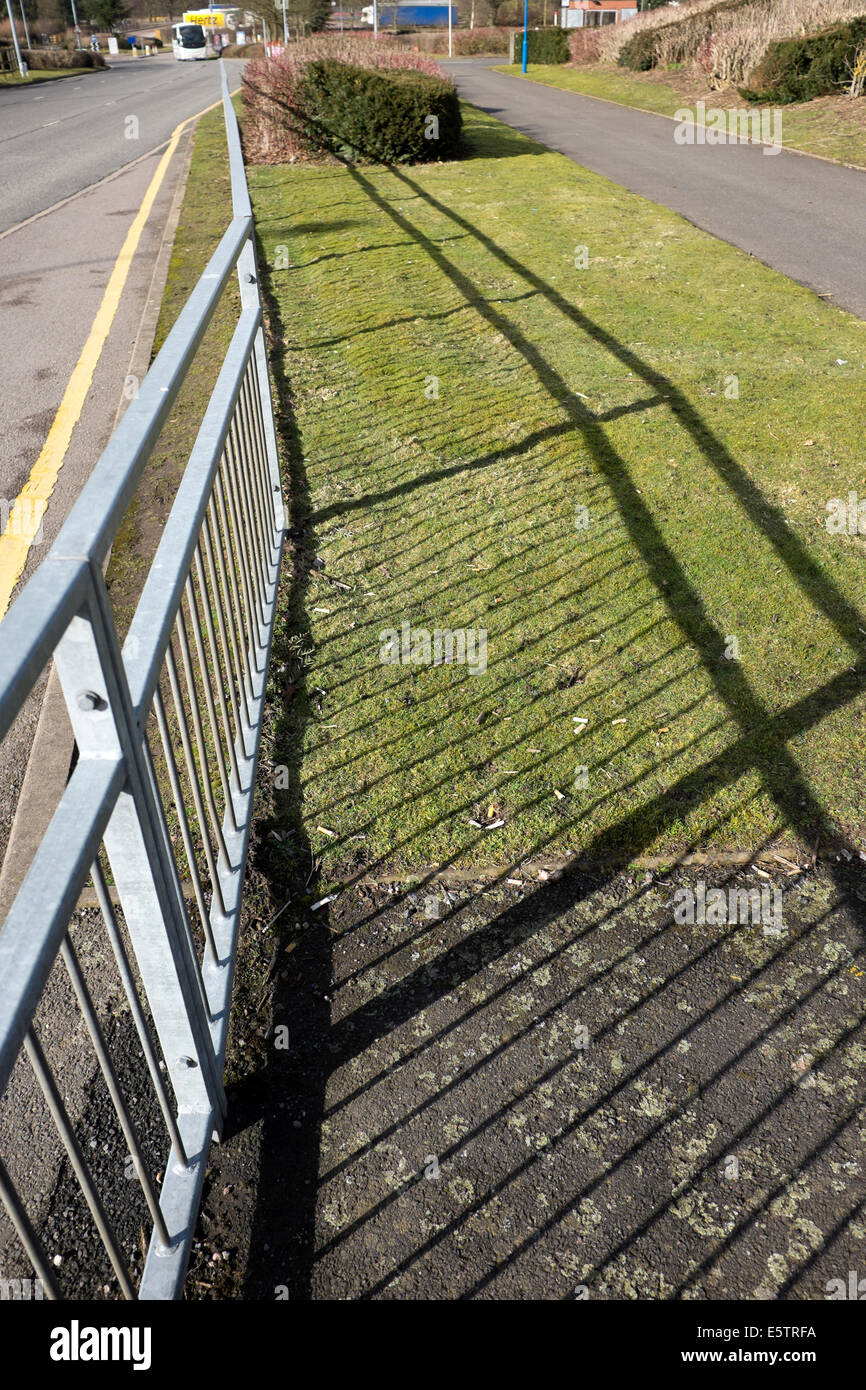 Sidewalk Pavement Railings Guard Rails Sun Shadow Stock Photo