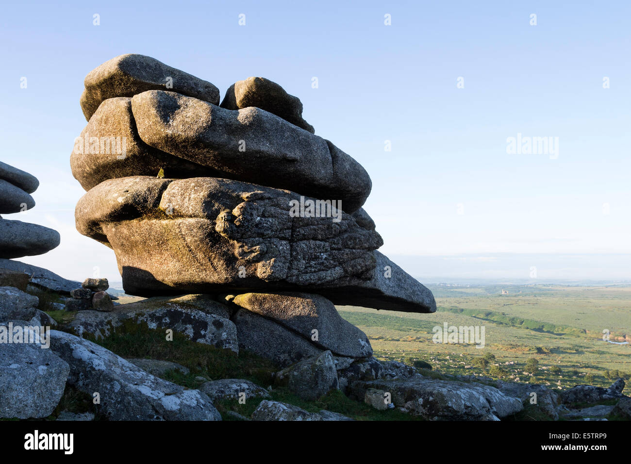 Granite Tor and the View From Stowe's Pound, Stowe's Hill, Bodmin Moor, Cornwall England Stock Photo