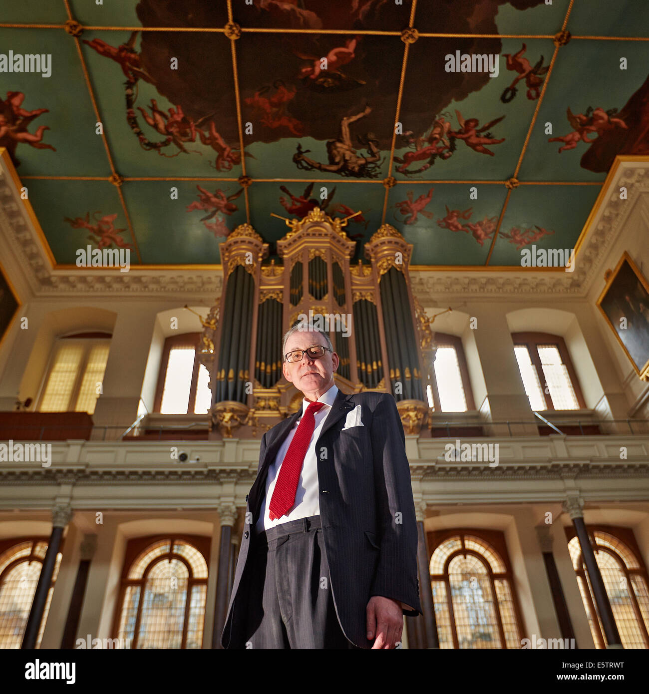 Dr Paul Coones, chairman of the curators, pictured in the Sheldonian Theatre in Oxford Stock Photo