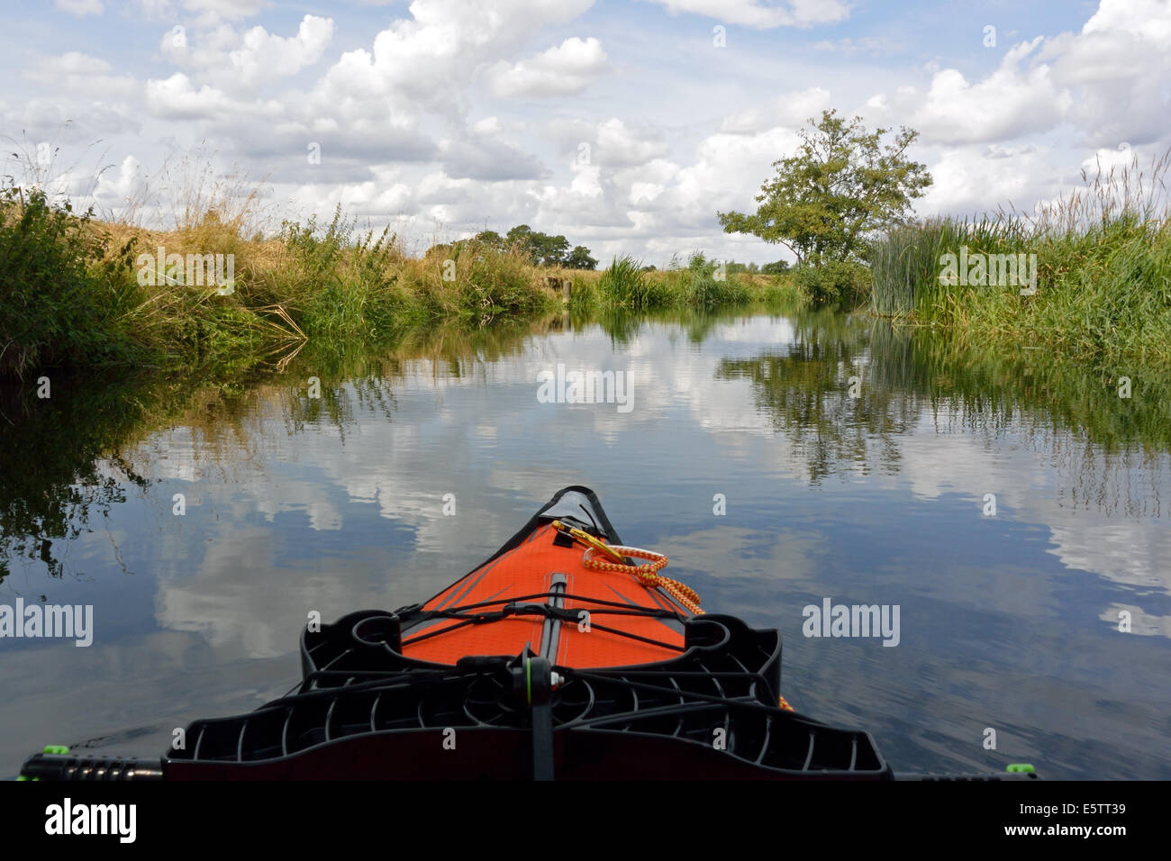 Kayak paddling on the River Stour Suffolk / Essex between Nayland and