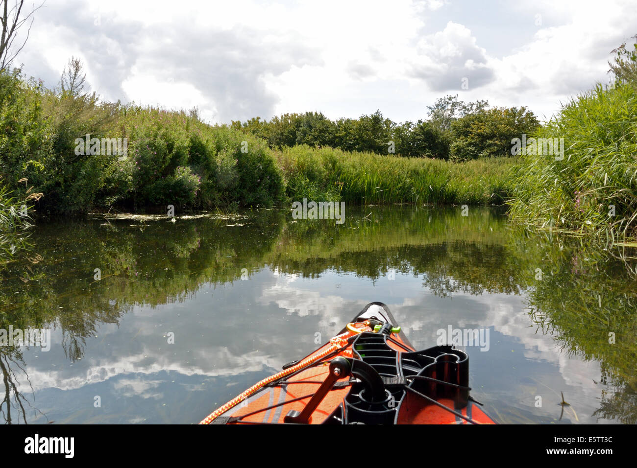 Kayak paddling on the River Stour Suffolk / Essex between Nayland and