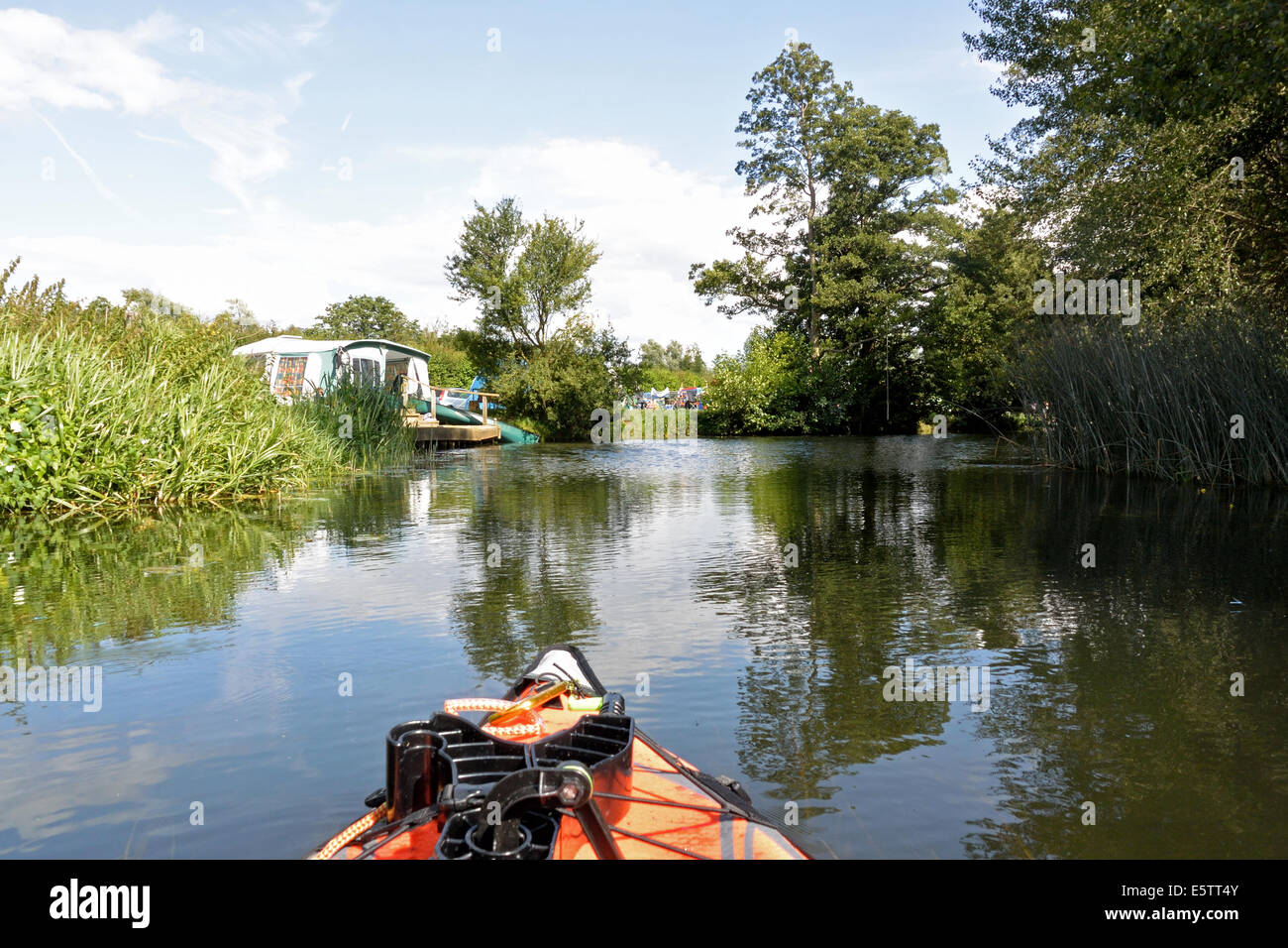 Kayak paddling on the River Stour Suffolk / Essex between Nayland and