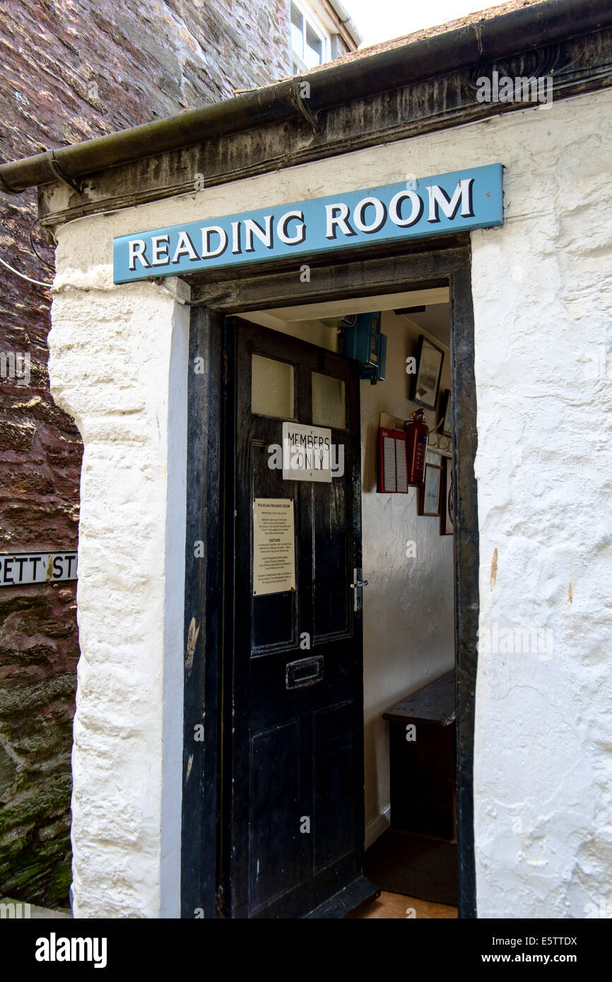 Reading Room Sign, Polruan Stock Photo