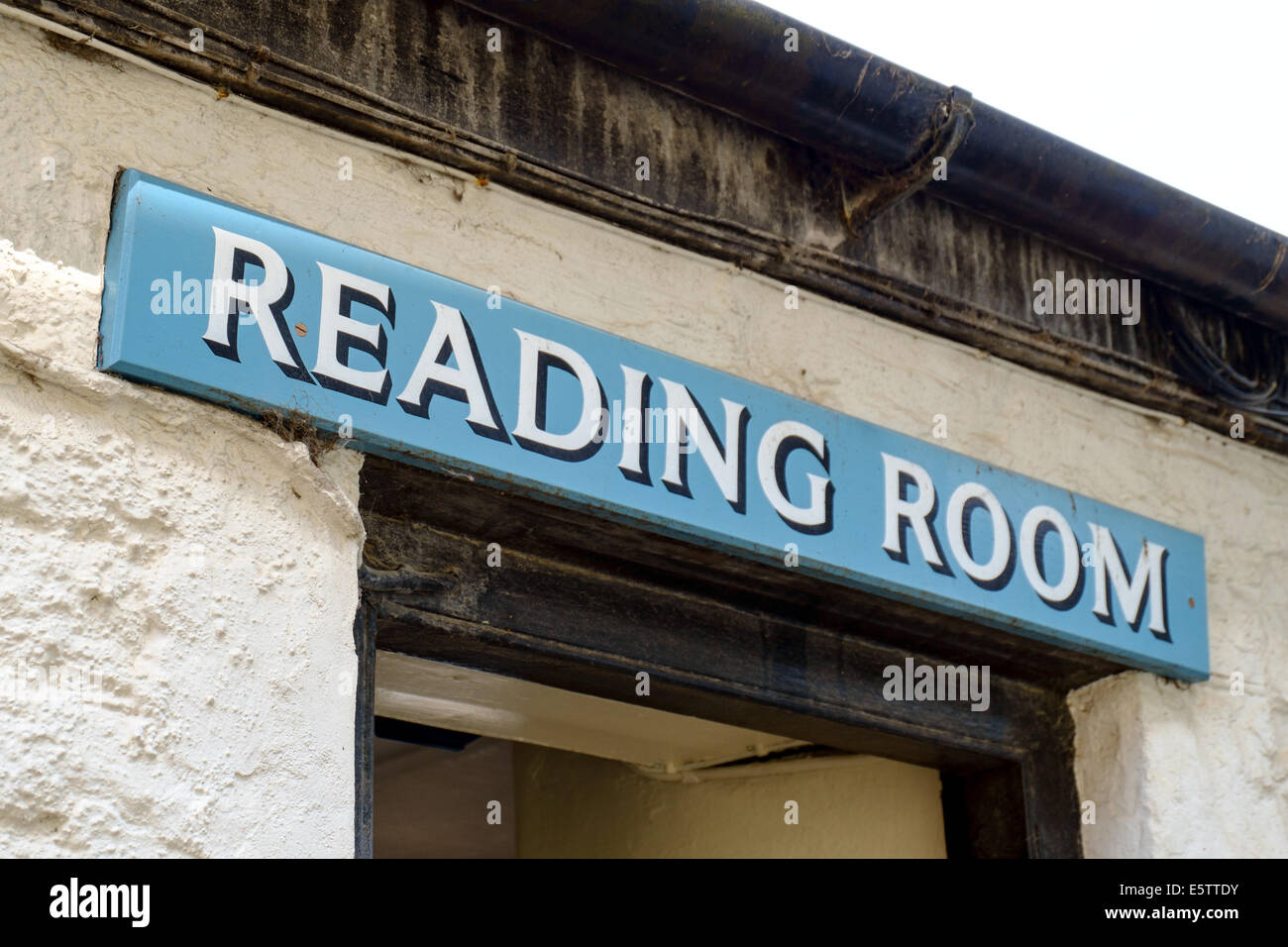 Reading Room Sign, Polruan Stock Photo