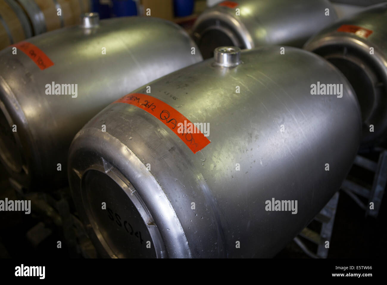 Barrels of wine in storage at Voyager estate winery, Margaret River