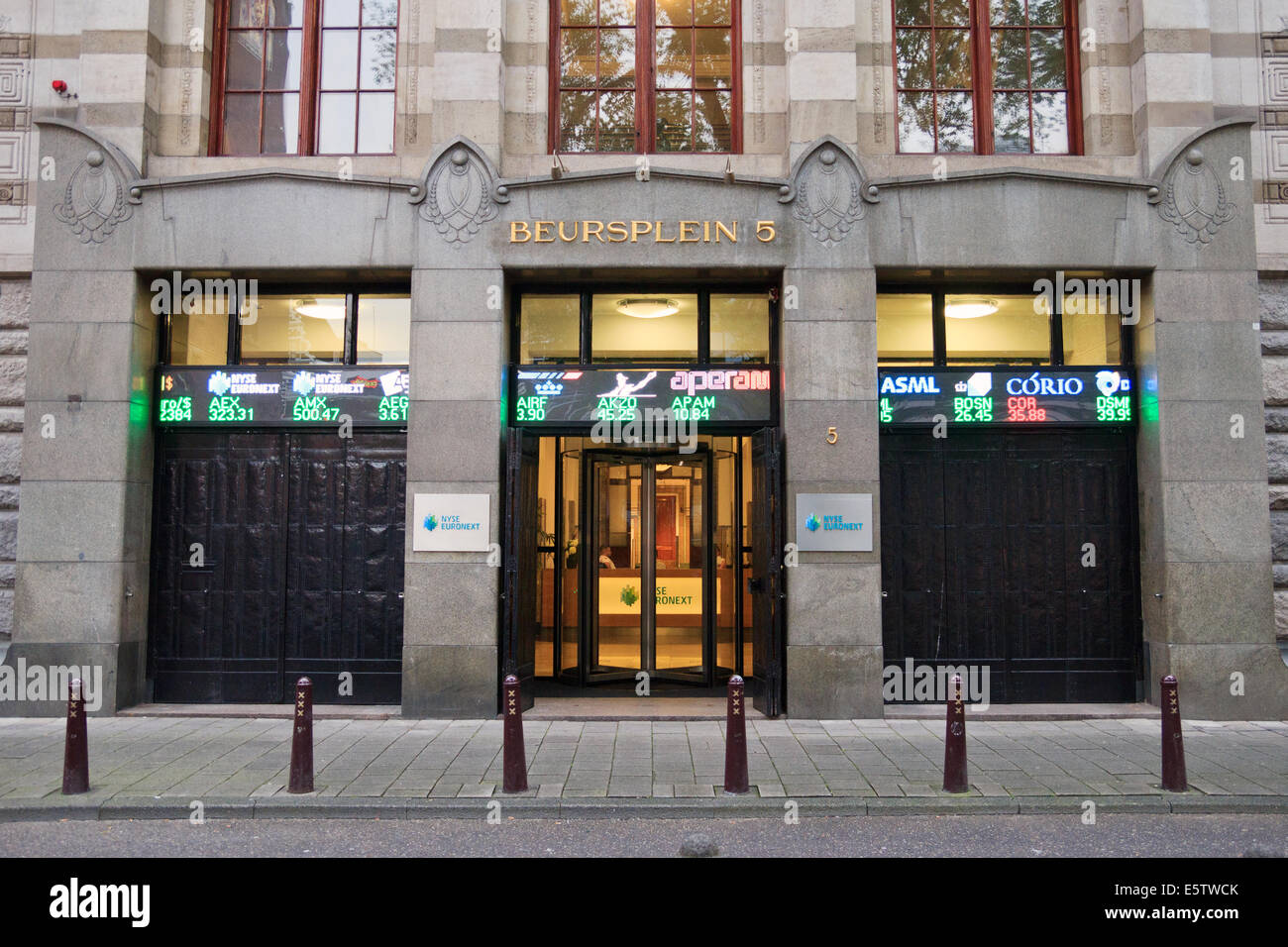 Amsterdam Euronext entrance on Jul 27, 2012 in Amsterdam.  This stock exchange is considered the oldest in the world Stock Photo