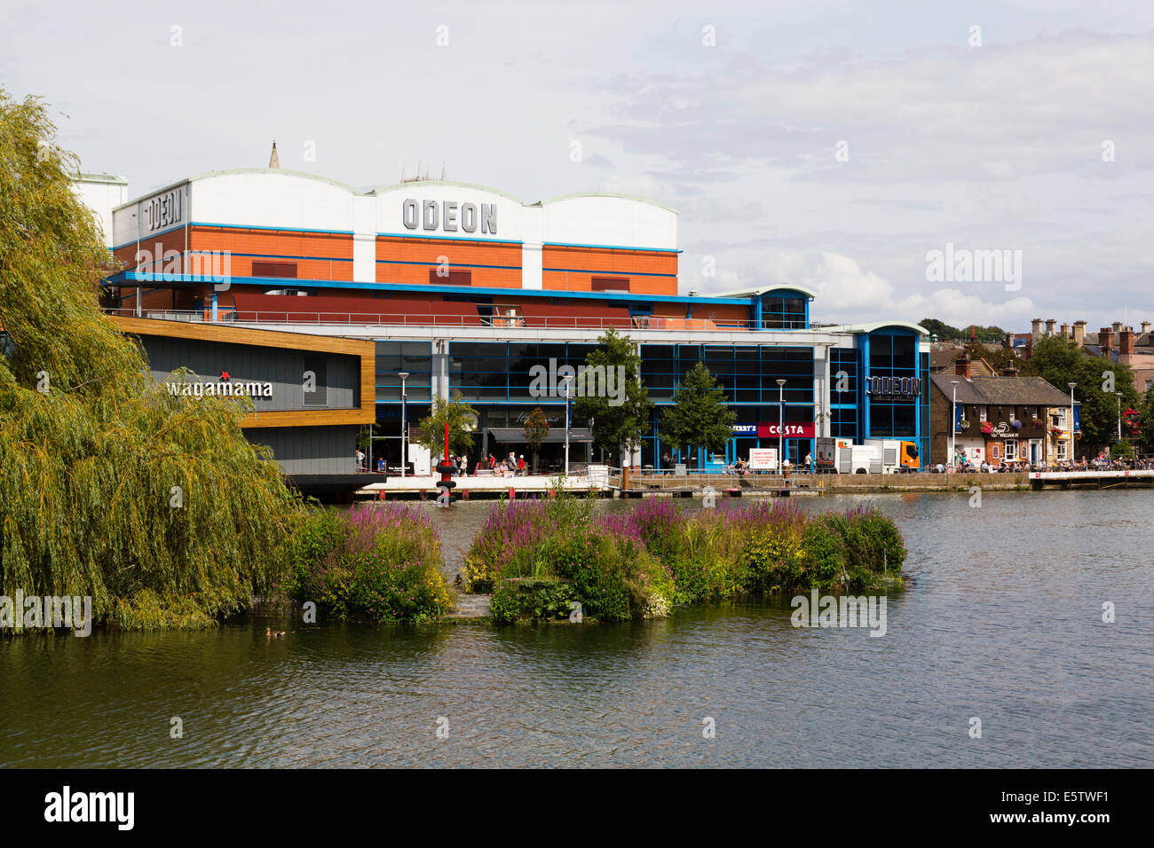 Looking across Brayford Pool towards the Odeon cinema and bars and cafes on the Brayford Quay.Lincoln Stock Photo