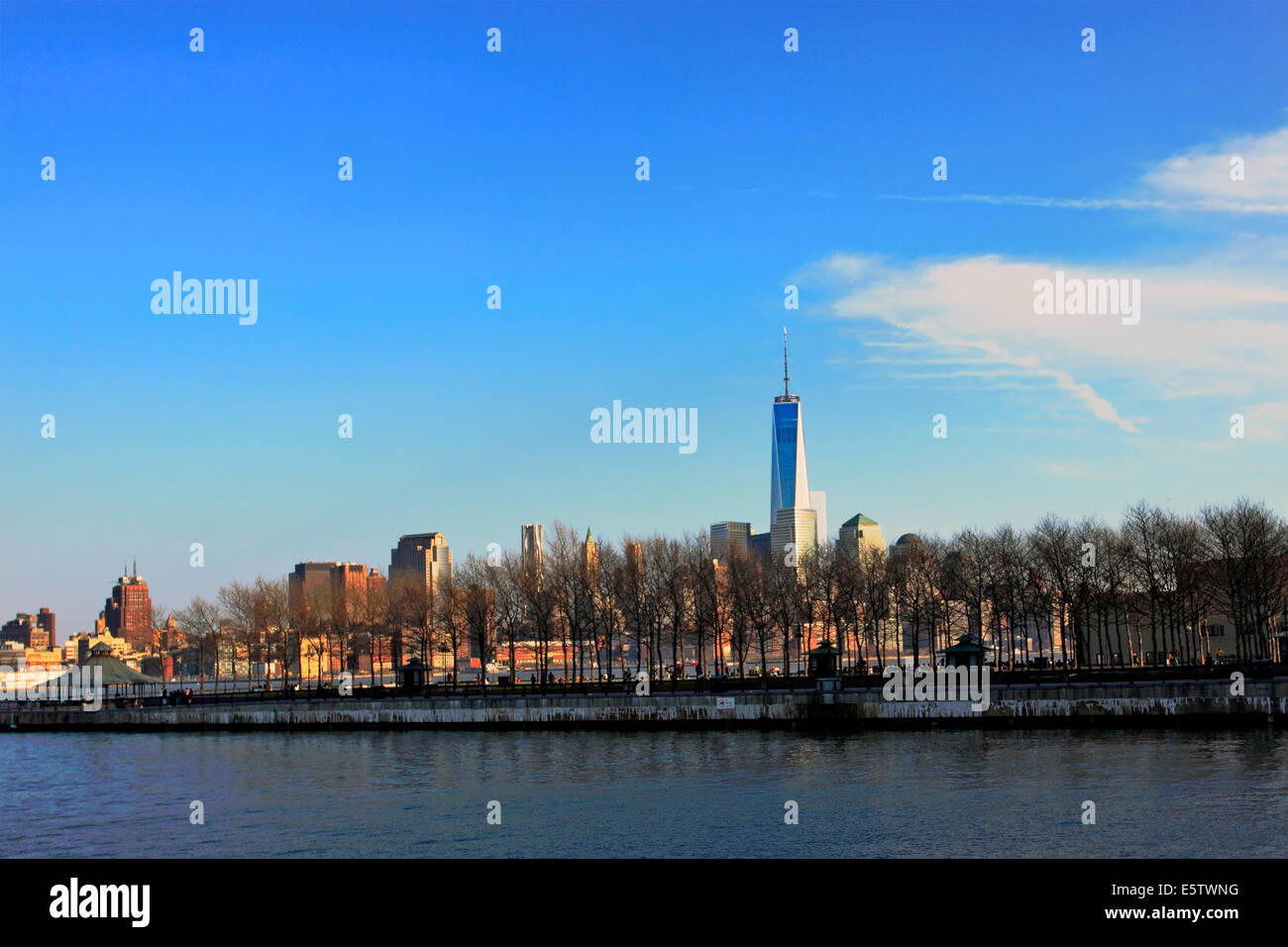 The Freedom Tower / One World Trade Center in lower Manhattan New York City as viewed from across the Hudson River in Hoboken New Jersey Stock Photo