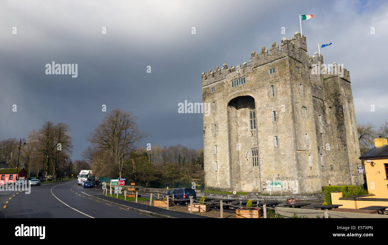 The Bunratty Castle in Ireland. The castle is a large tower house in Clare County. Stock Photo