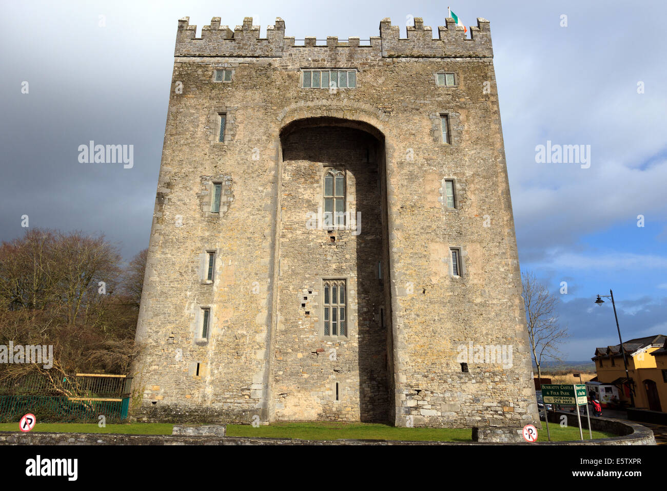 The Bunratty Castle in Ireland. The castle is a large tower house in Clare County. Stock Photo