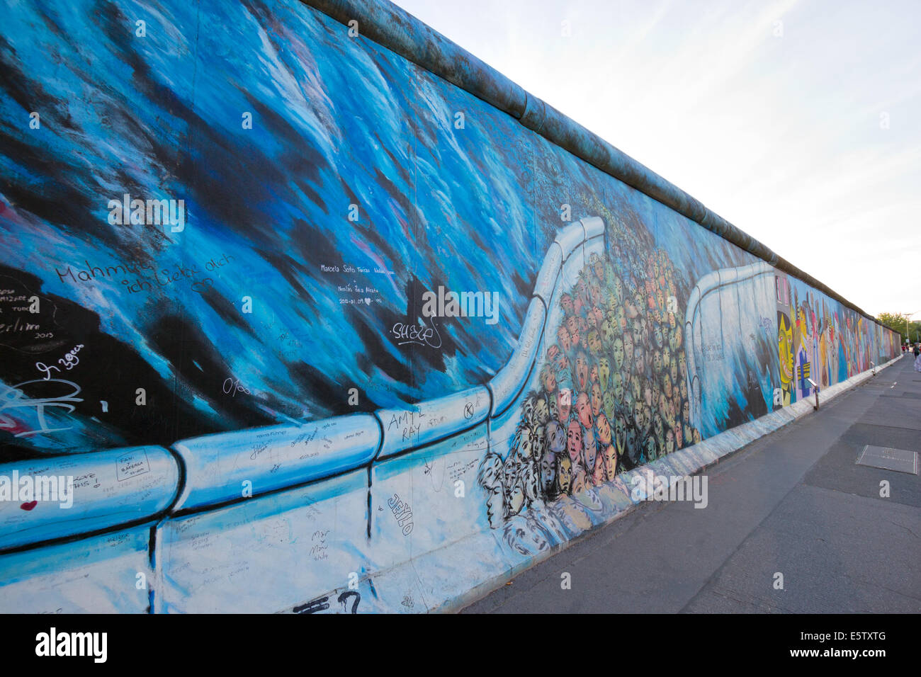 Fragment of the East Side Gallery in Berlin. It's a 1.3 km long part of original Berlin Wall. Stock Photo