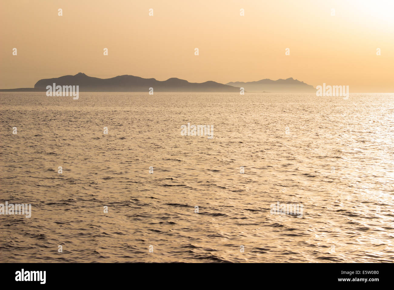 sunset sun Sicily [Egadi islands] sea sky yellow water reflection Stock Photo