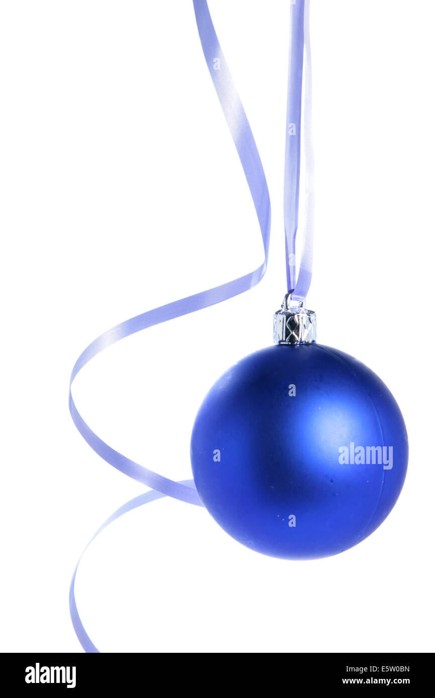 Blue christmas ball isolated over white background Stock Photo - Alamy