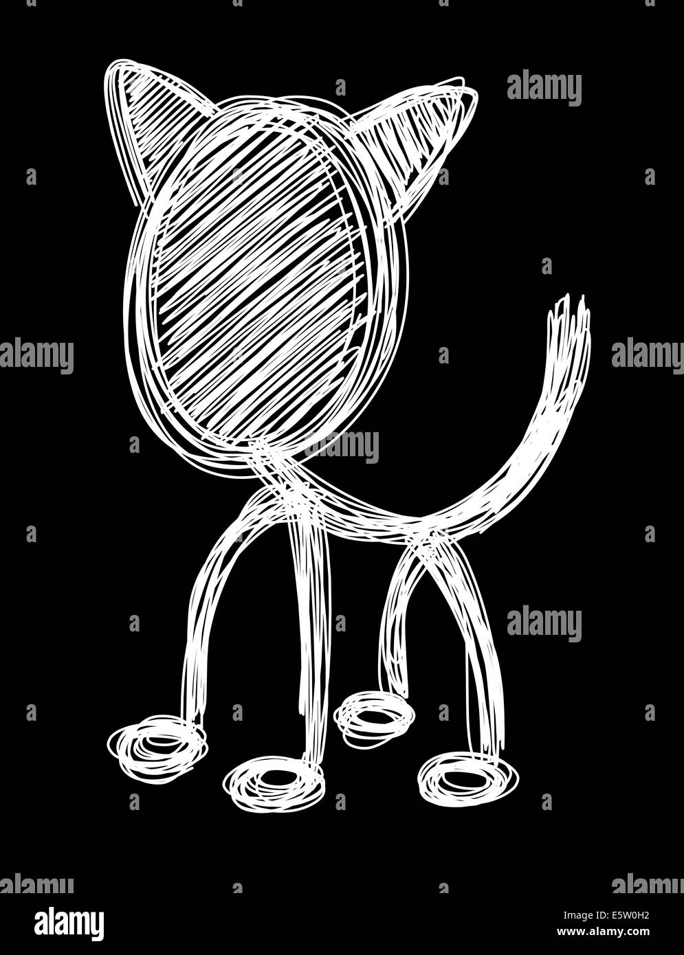 Illustration of a cat on a chalk board Stock Photo
