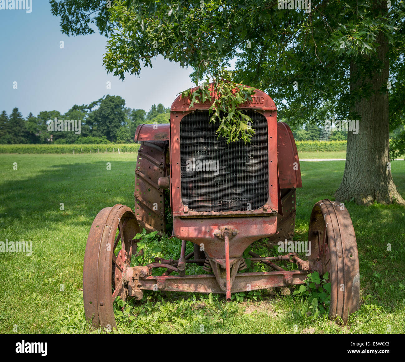 The front view of a McCormick Deering tractor. Stock Photo