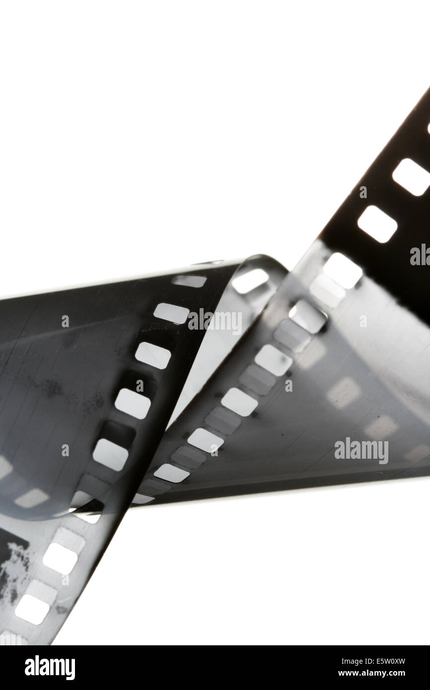 35 mm black and white film isolated over white background Stock Photo