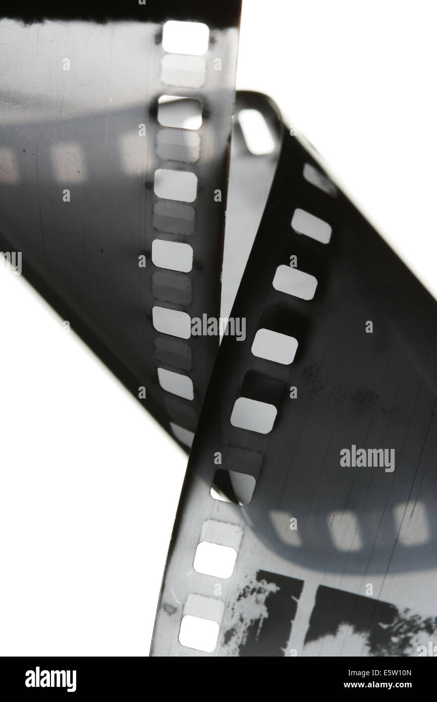 35 mm black and white film isolated over white background Stock Photo