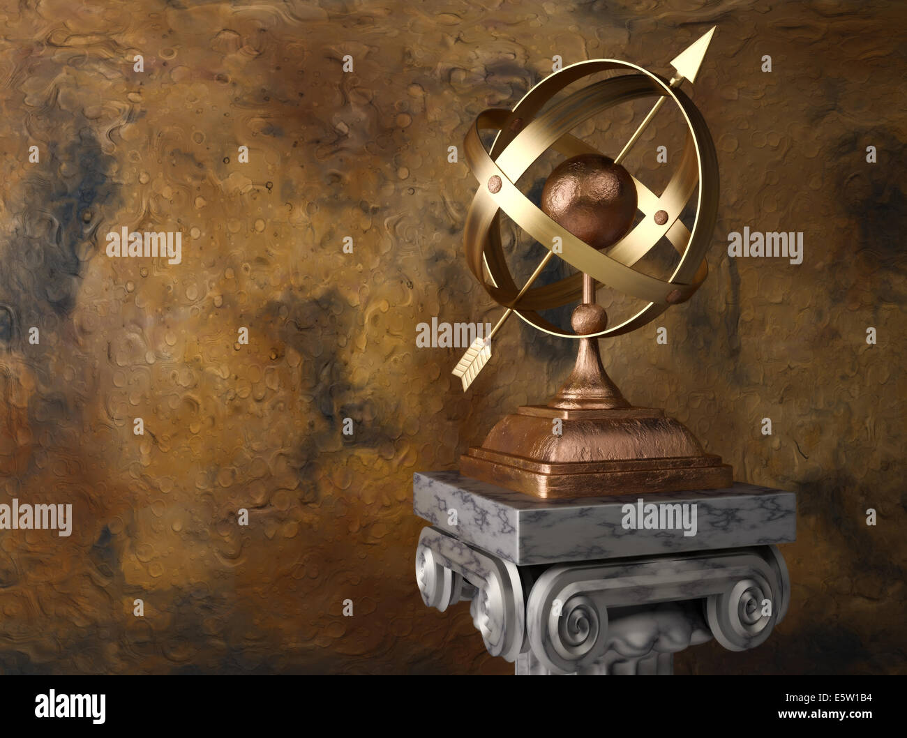 3d render illustration of  conceptual armillary sphere  - celestial globe. Stock Photo