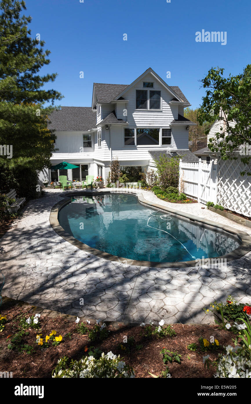 Suburban Showcase House with Private Swimming Pool, USA Stock Photo Alamy