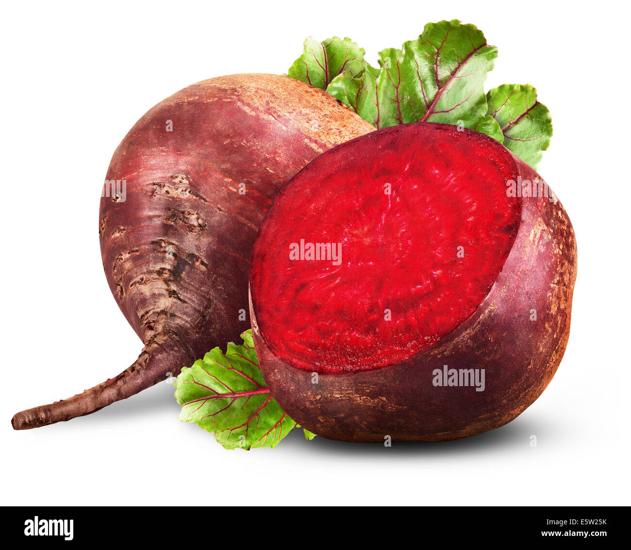 Fresh beetroot with leaves isolated on white background Stock Photo