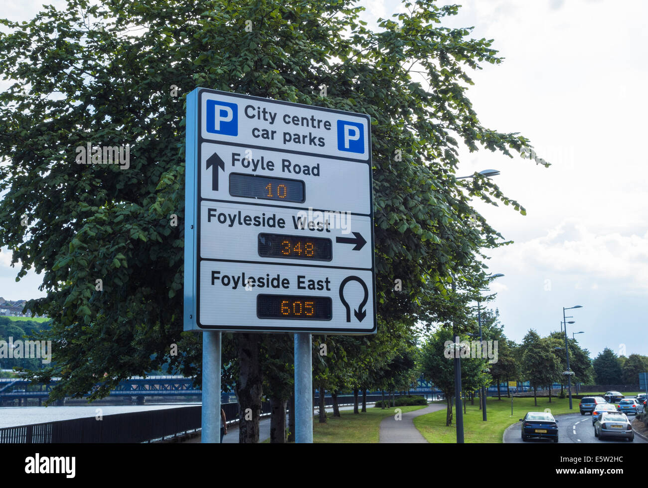 Sign to City Centre car parks, Derry, Northern Ireland Stock Photo Alamy