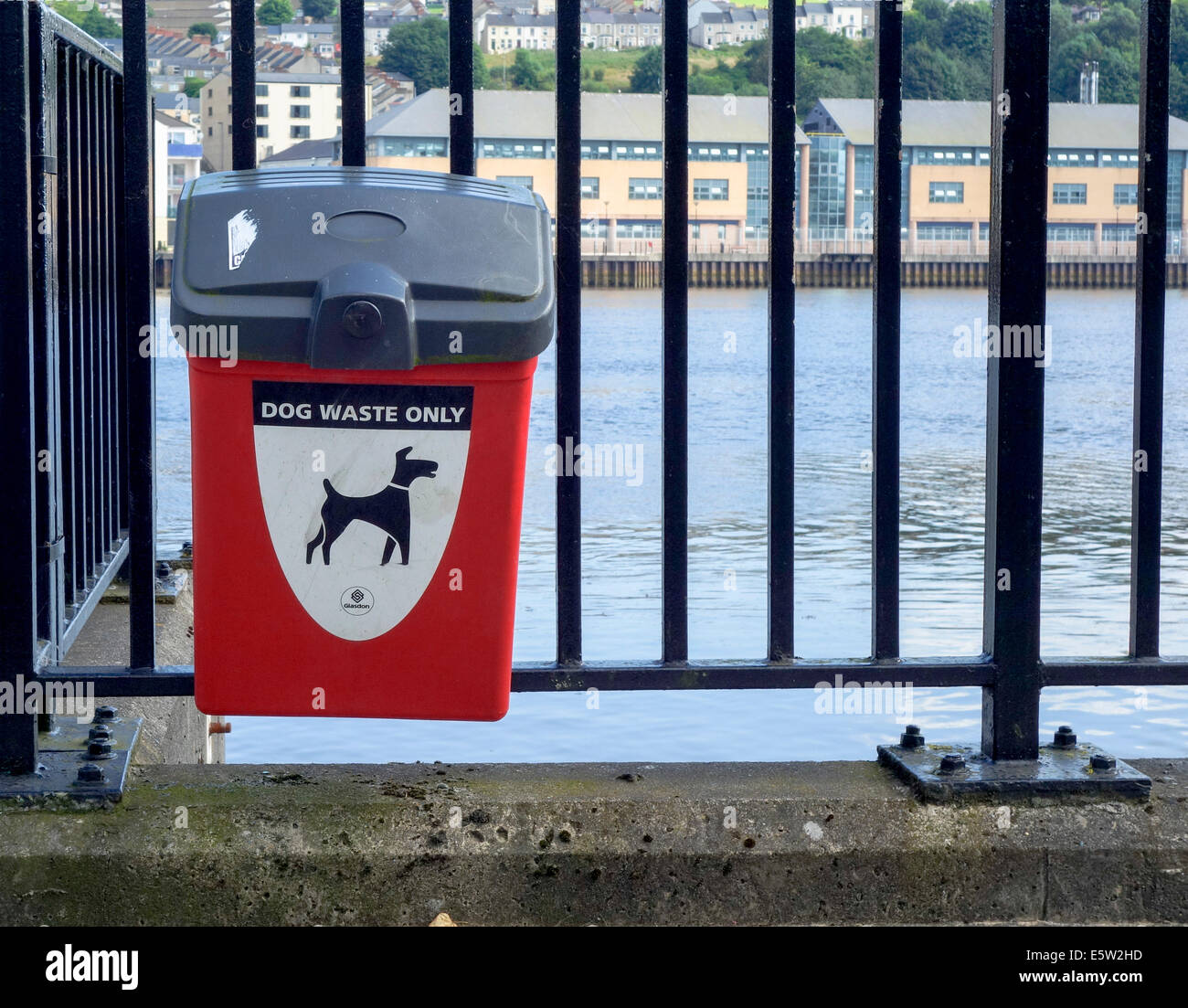 Container for dog waste by the River Foyle, Derry, Londonderry Stock
