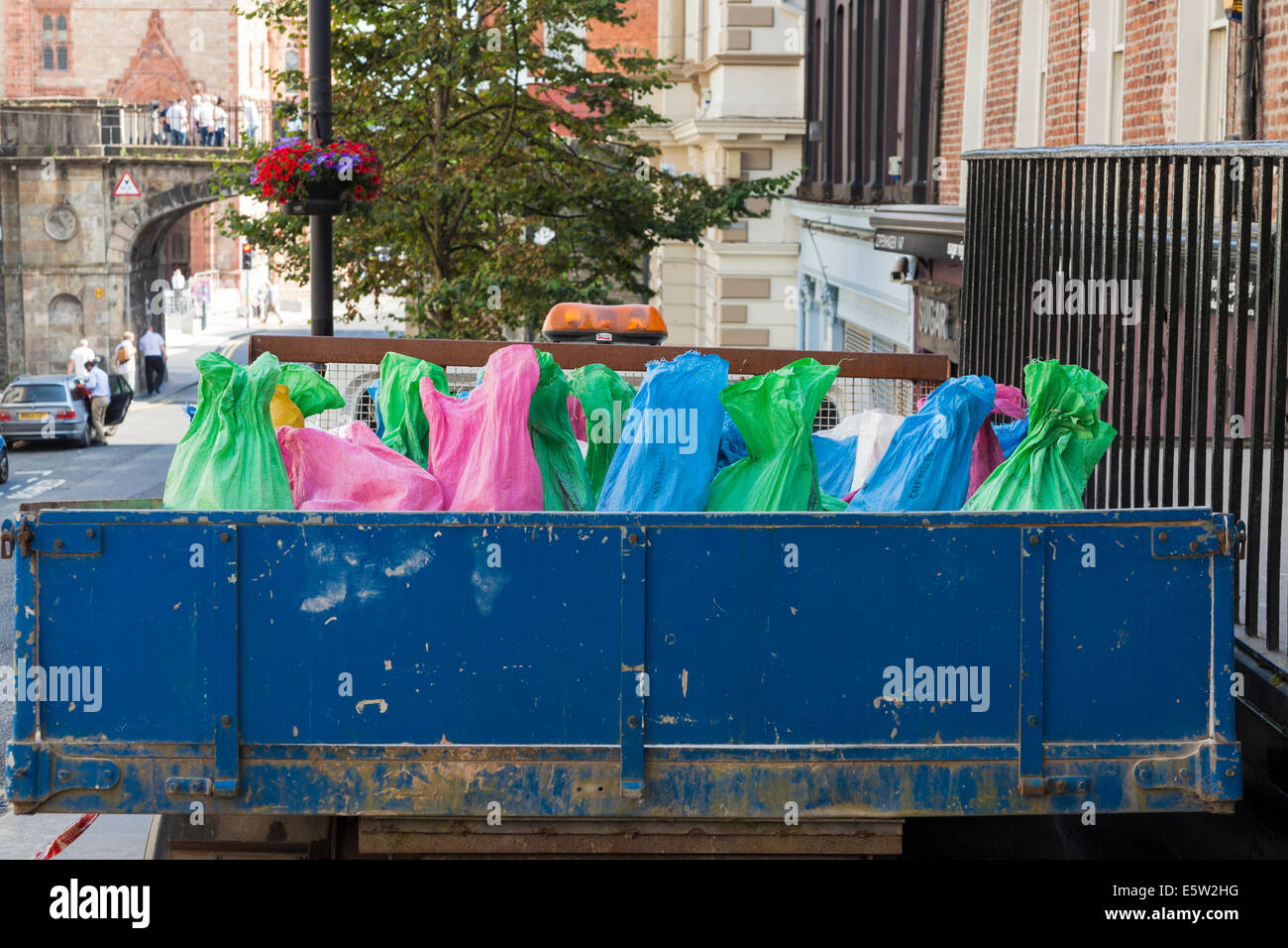 Coloured sacks on a lorry Stock Photo - Alamy