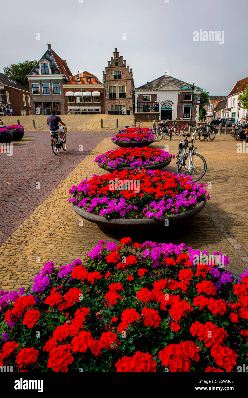 Flowers in Edam, Dam Square Holland, Netherlands Stock Photo