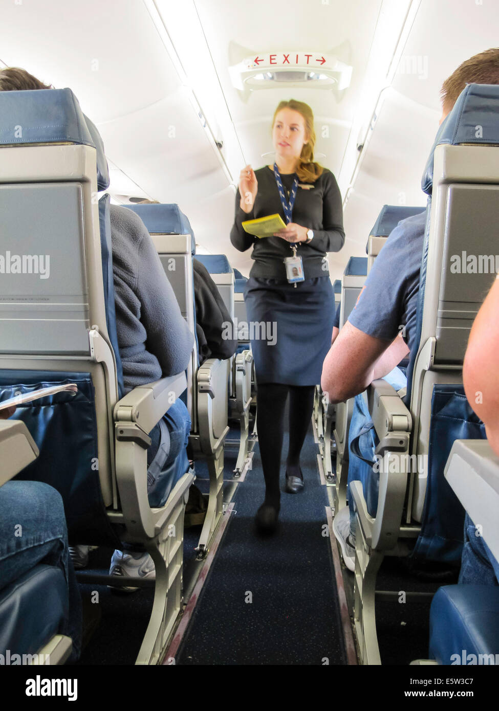 Aboard Commercial Airplane Flight Delta Airlines Usa Stock Photo