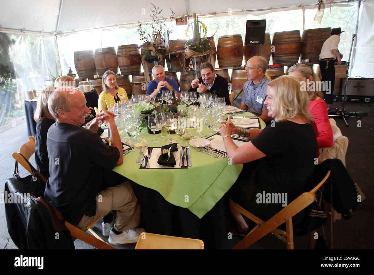 Santa Barbara County, CA, USA. 2nd Aug, 2014. Guests enjoy dinner in