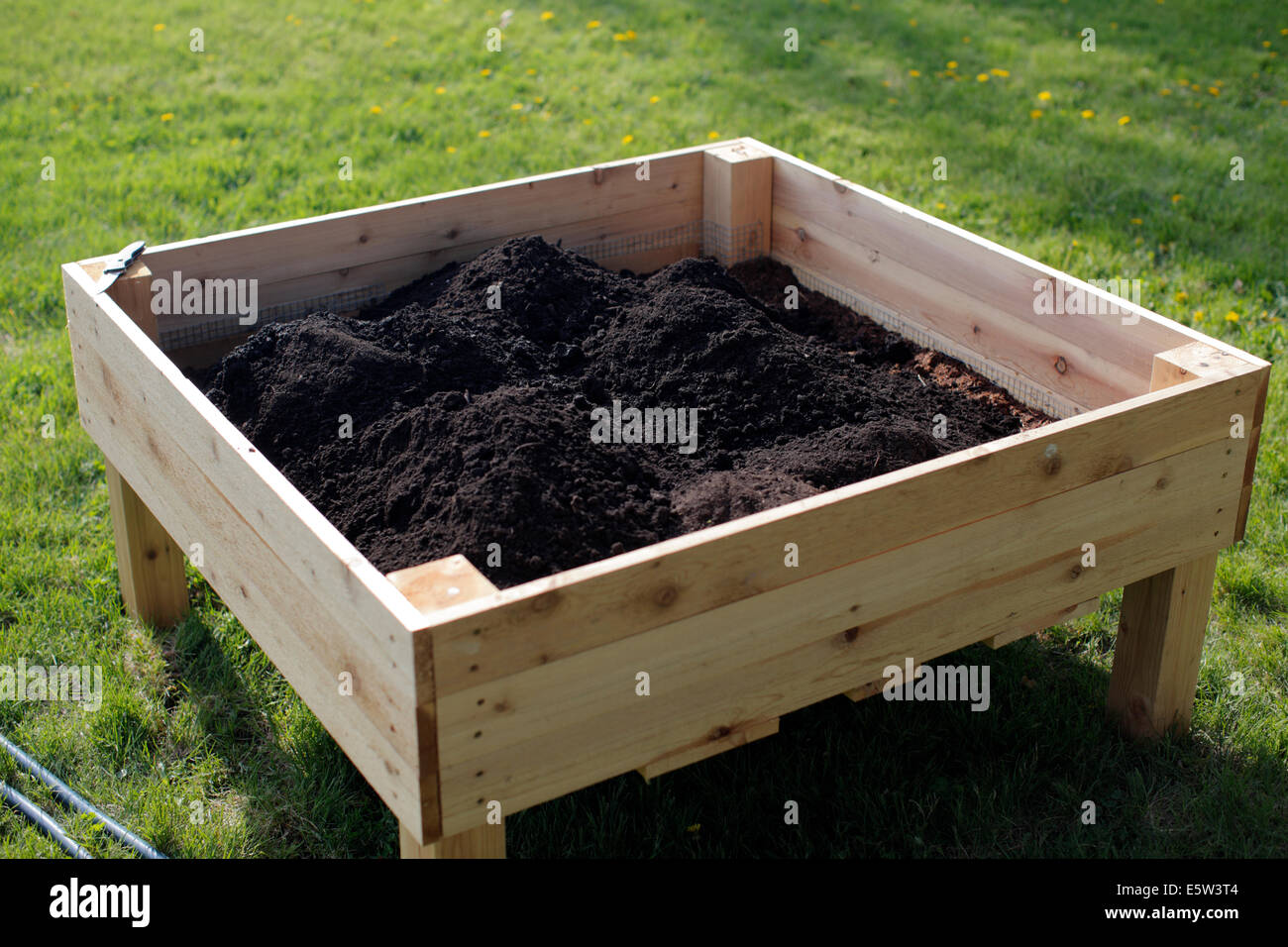 Square raised planter box with soil Stock Photo Alamy