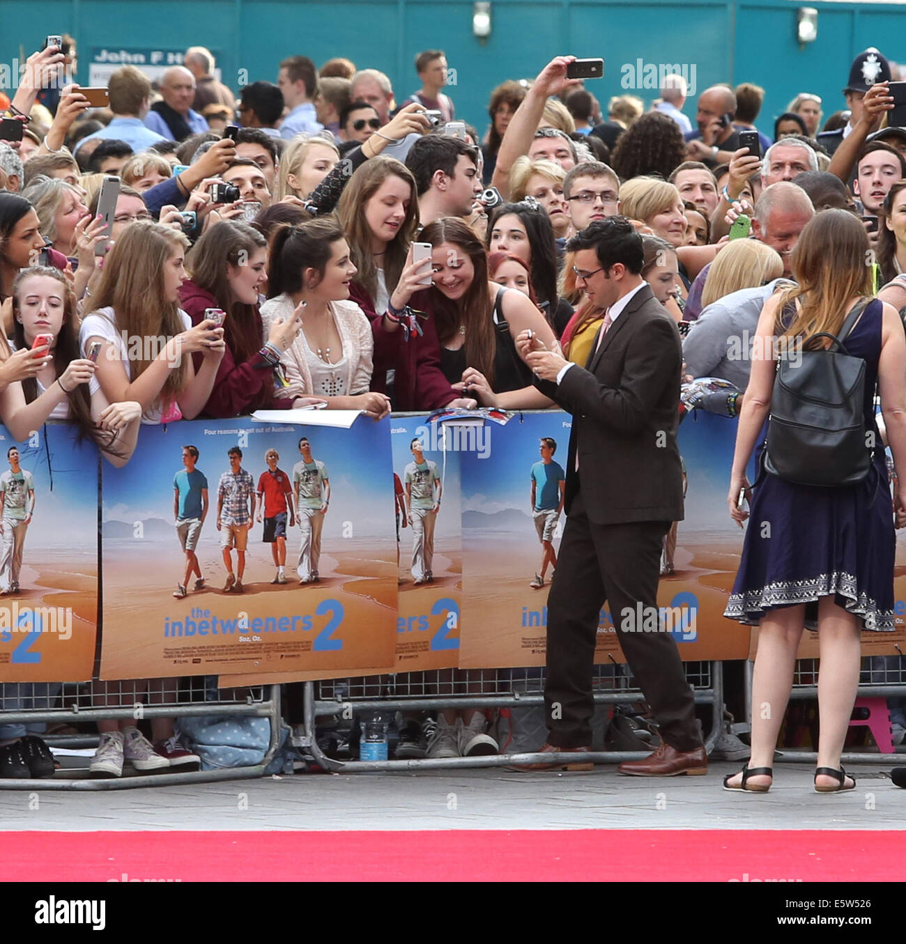 London, UK. 5th Aug, 2014. Simon Bird attends The World Premiere of The Inbetweeners 2 on 05/08/2014 at The VUE Leicester Square, London. Persons pictured: Simon Bird Credit:  swift-creative/Alamy Live News Stock Photo