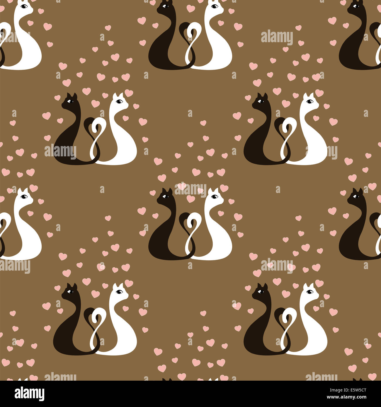 seamless pattern pair loving cats and heart Stock Photo Alamy