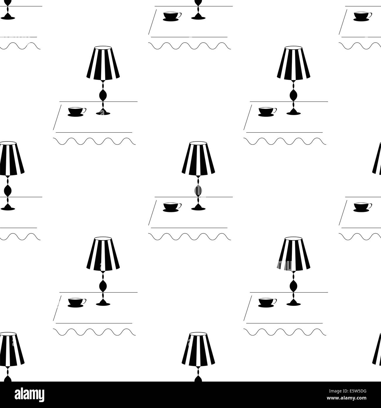 seamless pattern with Cup and lamp on table Stock Photo - Alamy