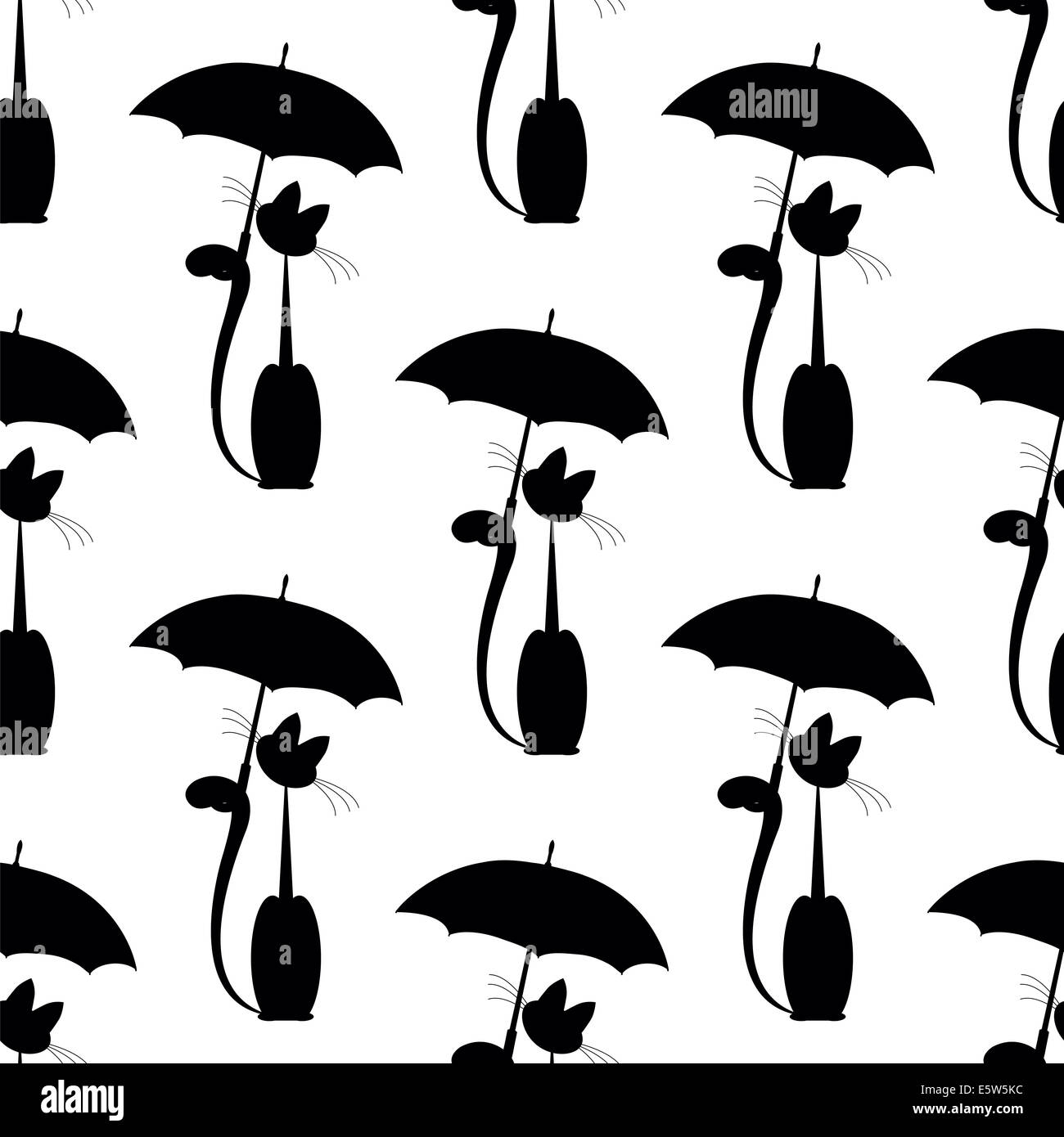 Black Cat Knit Pattern Print Automatic Foldable Umbrella