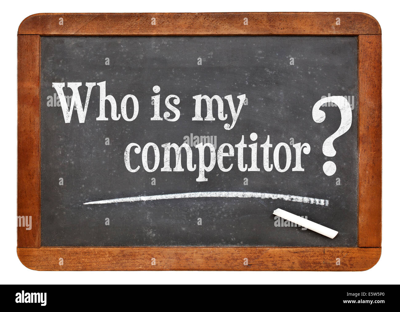 who is my competitor question  on a vintage slate blackboard Stock Photo