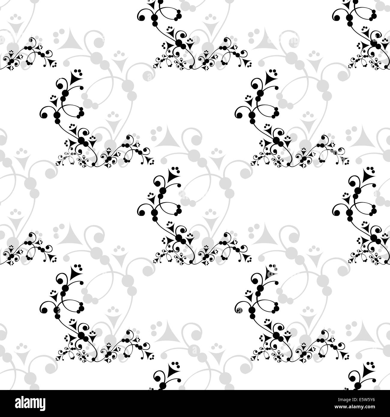 white seamless pattern with black flower Stock Photo - Alamy