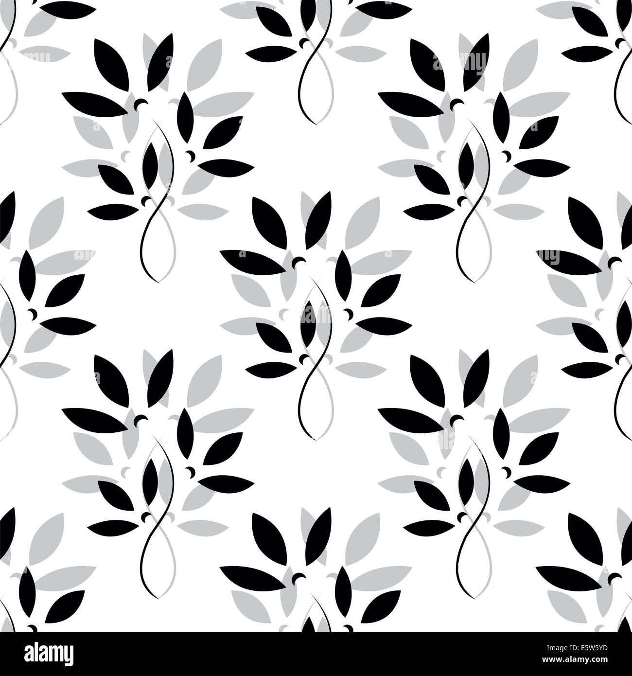 white seamless pattern with black flower Stock Photo - Alamy
