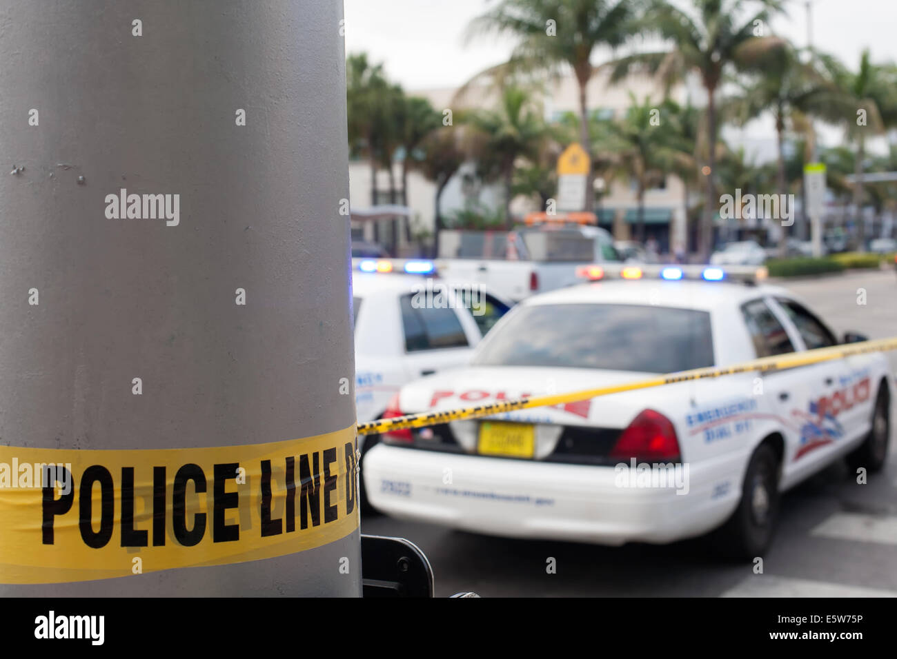Crime Scene, Police Car and Police Caution Tape Stock Photo Alamy