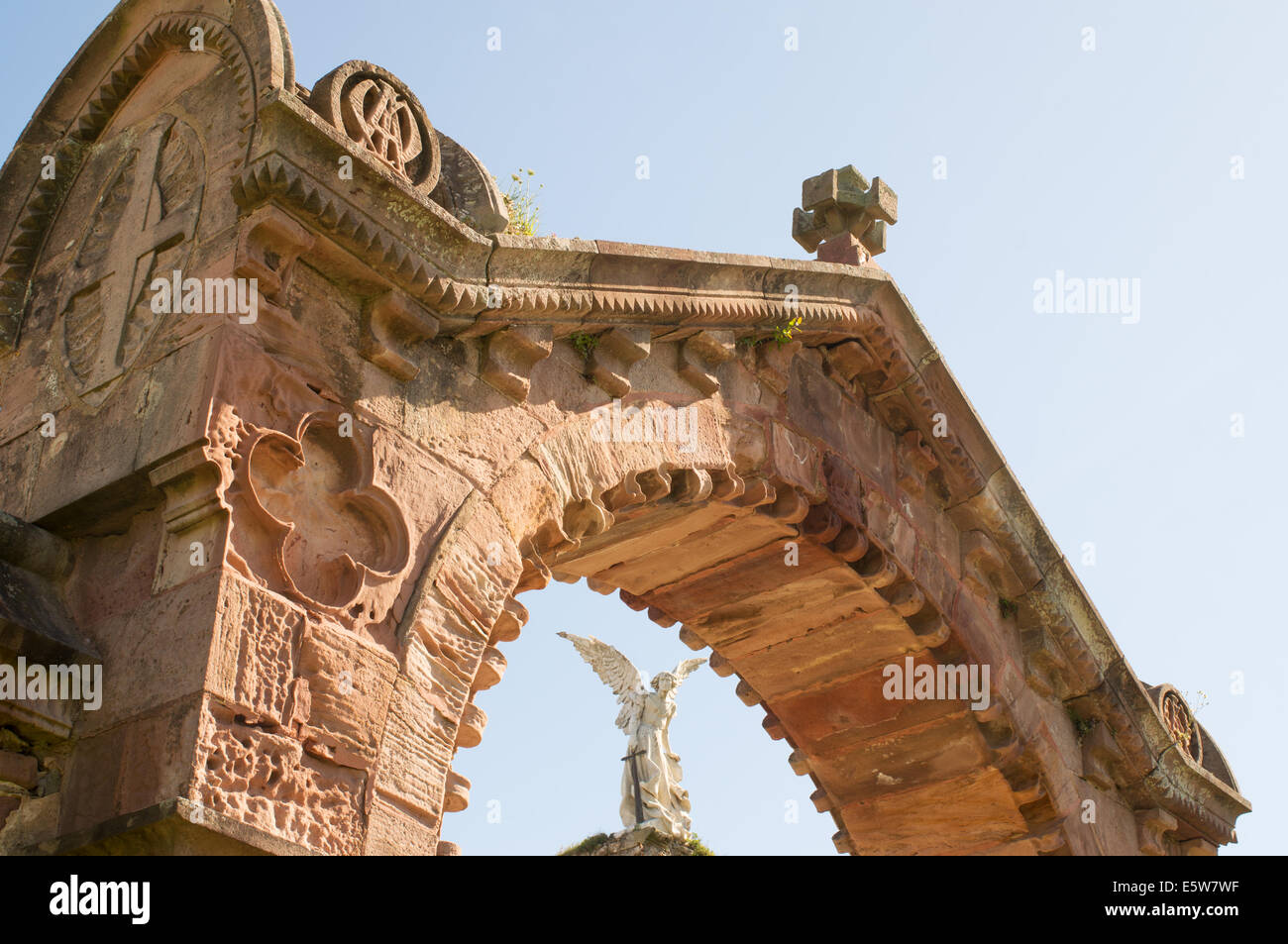 Comillas cemetery with angel sculpture,  Cantabria, Northern Spain, Europe Stock Photo
