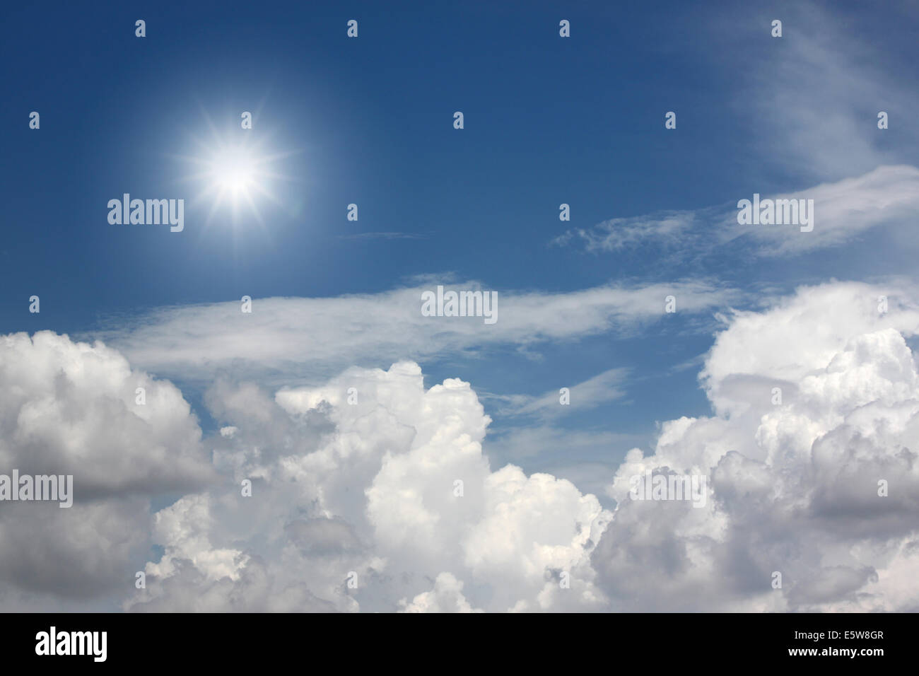 white clouds and blue sky for nature background. Stock Photo