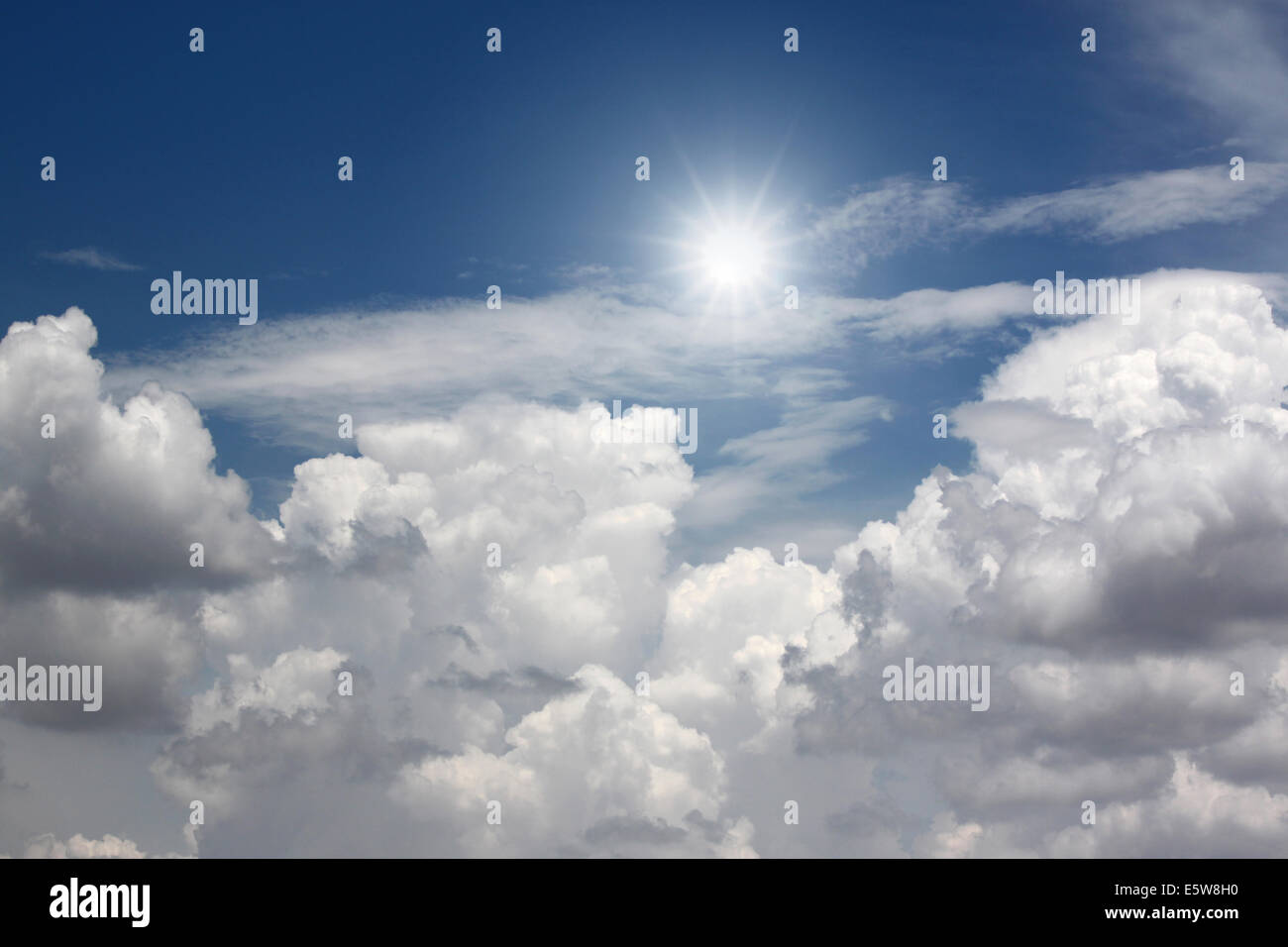 white clouds and blue sky for nature background. Stock Photo