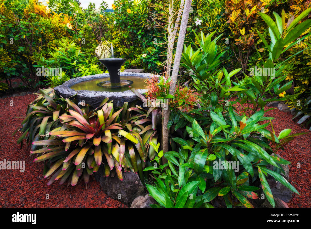 Fountain in the Galaxy Garden, Paleaku Gardens Peace Sanctuary, Kona Coast, The Big Island