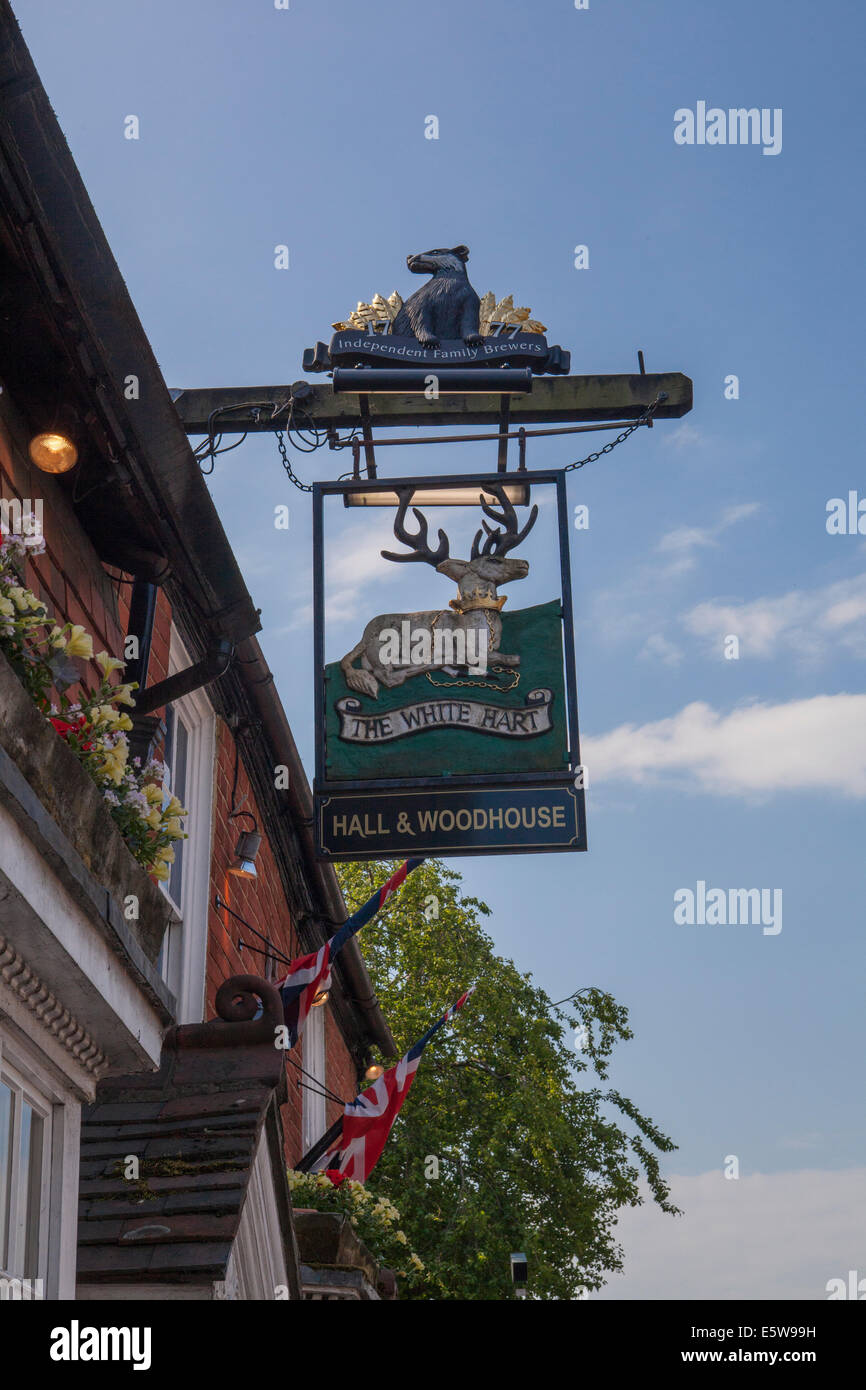 The White Hart pub sign Henfield Stock Photo