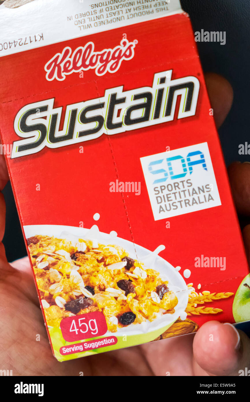 Melbourne Australia,Victoria breakfast food,cereal,box,Kellogg's,Sustain,SDA,Sports Dietitians