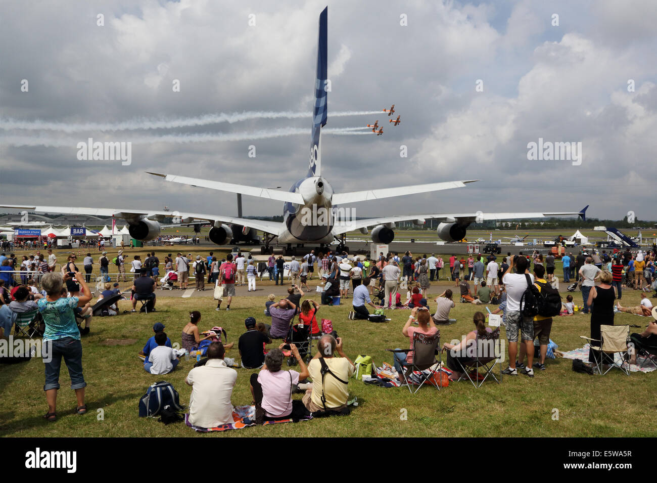 The Airbus A380 in Farnborough International Air show 2014, UK  Photo : Pixstory / Alamy Stock Photo