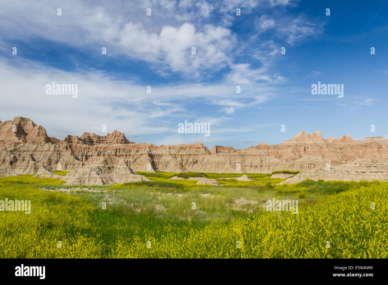 beautiful springtime landscape of the Badlands in south dakota with ...